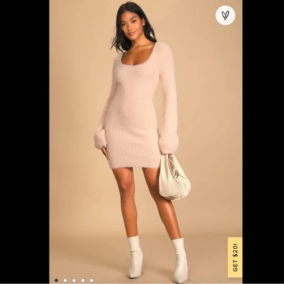 ecru knit dress Short ecru knit dress with trucker collar main image 1